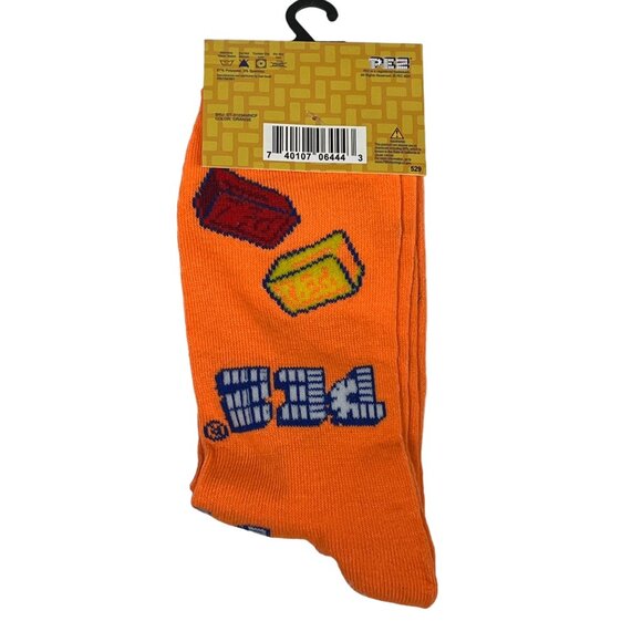 PEZ Candy Socks Mens Orange Crew Size 6-12 Fun Graphic Retro Pop Culture Novelty - Picture 2 of 3